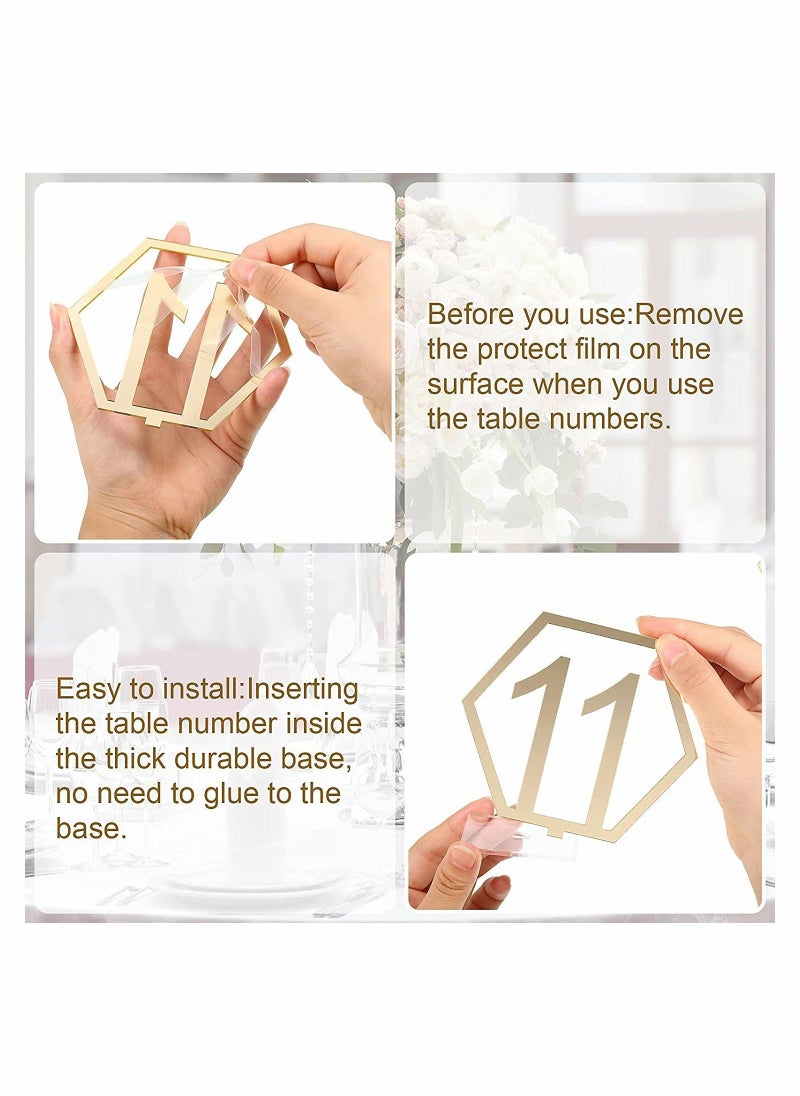 Generic 15 Pieces Table Numbers 1-15 Wedding Acrylic Table Numbers Hexagon Hollow Out Table Number  - Image 2