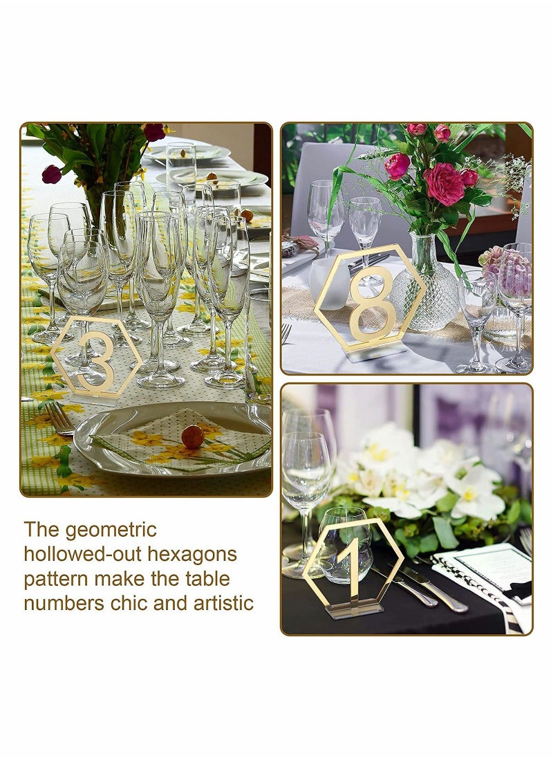 Generic - 15 Pieces Table Numbers 1-15 Wedding Acrylic Table Numbers Hexagon Hollow Out Table Number - Image 1
