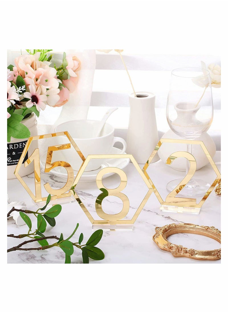 Generic 15 Pieces Table Numbers 1-15 Wedding Acrylic Table Numbers Hexagon Hollow Out Table Number  - Image 4