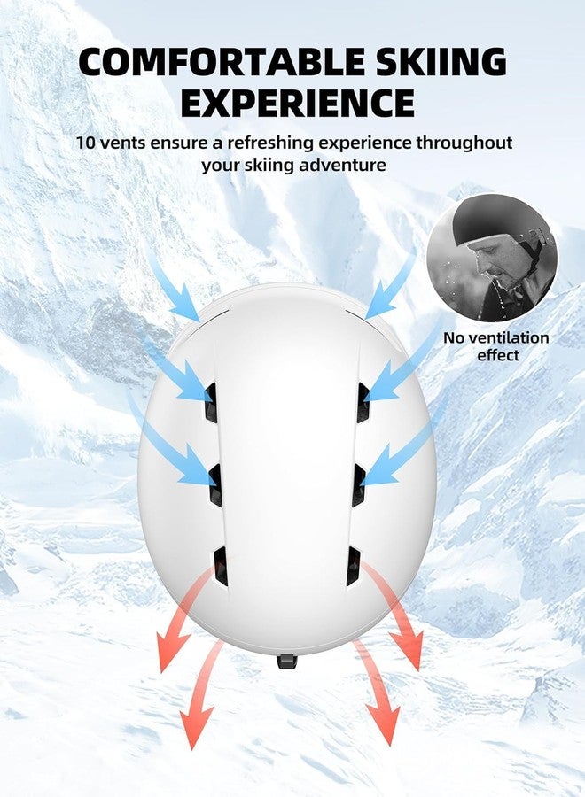 InnerKing Ski Helmet, Lightweight Adult Snowboard Helmet with Sturdy PC Shell & Shock-Absorbing EPS Foam & Soft Lining, Adjustable Snow Sport Helmets 10 Vents Men/Women - White - Image 2