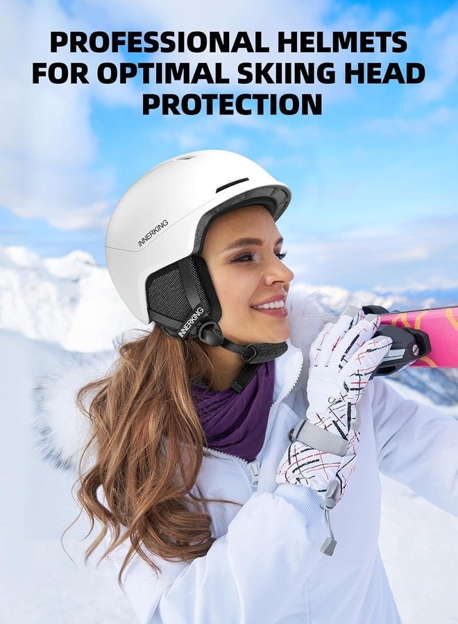 InnerKing Ski Helmet, Lightweight Adult Snowboard Helmet with Sturdy PC Shell & Shock-Absorbing EPS Foam & Soft Lining, Adjustable Snow Sport Helmets 10 Vents Men/Women - White - Image 3