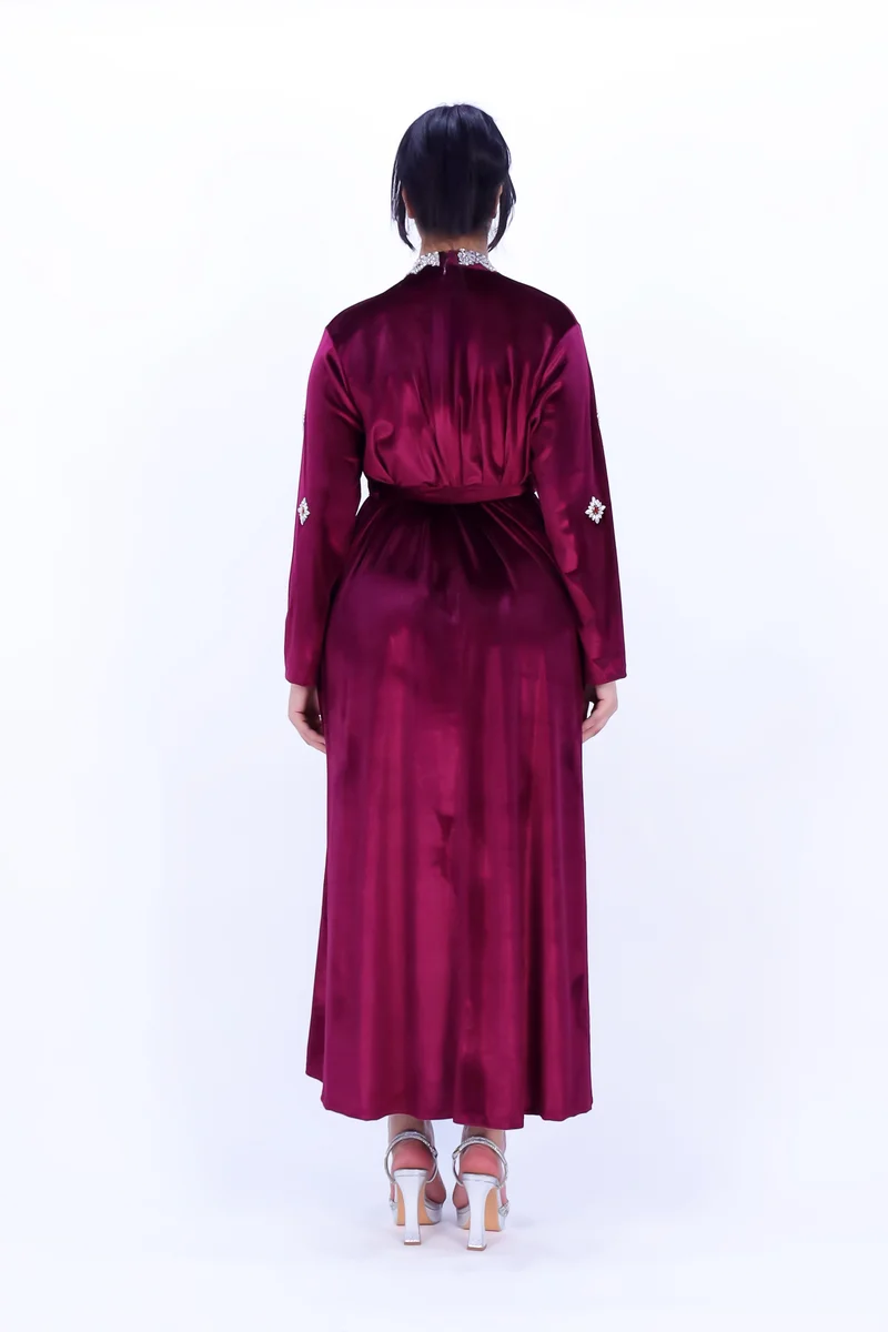 In Love Luxurious Velvet Women's Dress with Elegant Embroidery – Winter Collection