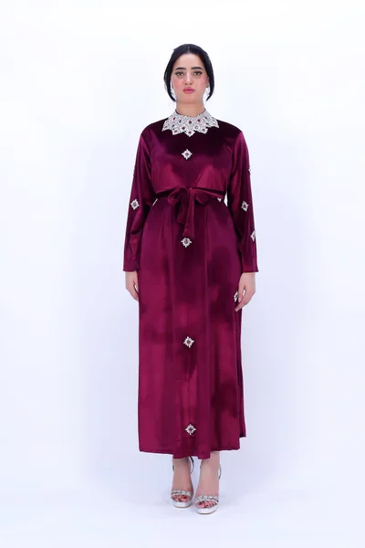 In Love Luxurious Velvet Women's Dress with Elegant Embroidery – Winter Collection