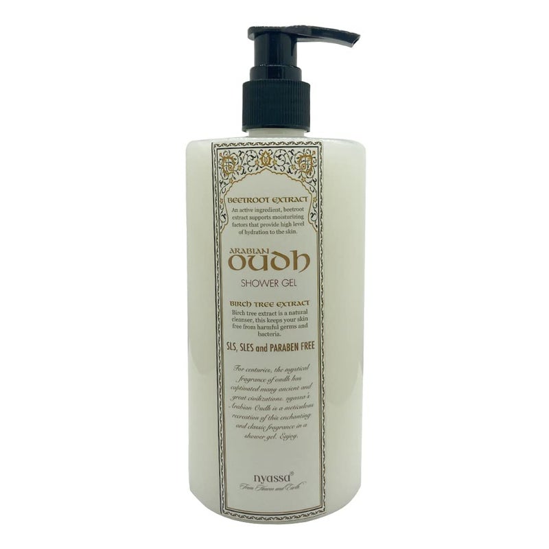 Nyassa Shower Gel Arabian Oudh 500ml Aromatic Woody Fragrance Body Wash for Women Men Soft Glowing Moisturised Skin Suitable for All Skin Types 500ml - Image 1