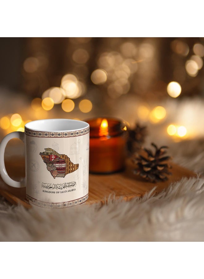 GALADUNE Middle Eastern Inspired Ceramic Mug 11oz Porcelain Coffee Cup with Kingdom of Saudi Arabia Design, Great Eid or Holiday Creative Souvenir Gift - Image 2