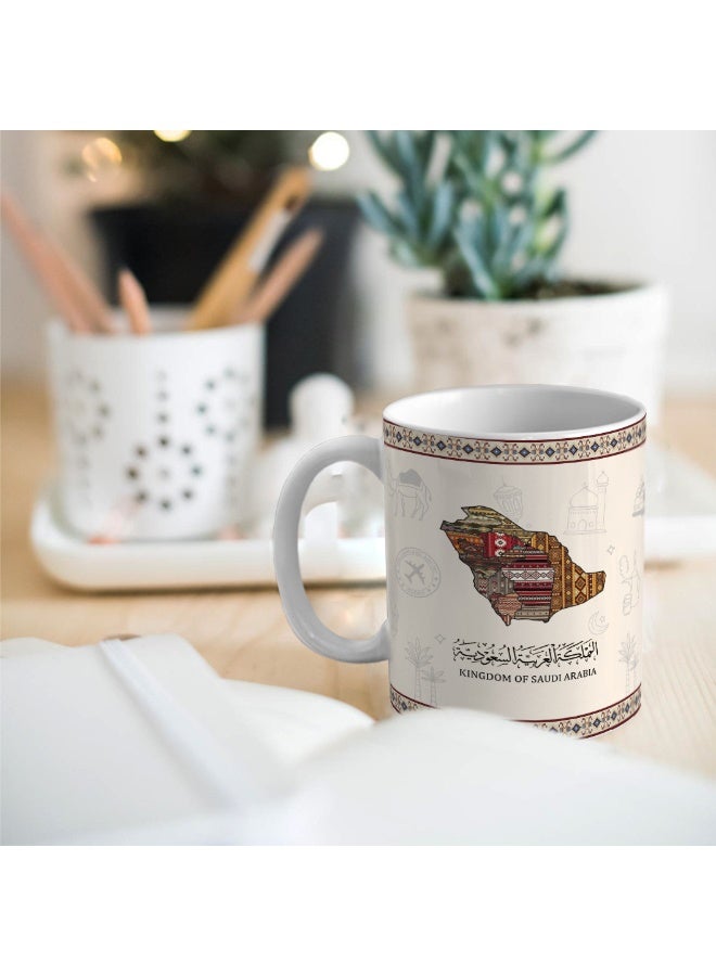 GALADUNE Middle Eastern Inspired Ceramic Mug 11oz Porcelain Coffee Cup with Kingdom of Saudi Arabia Design, Great Eid or Holiday Creative Souvenir Gift - Image 4