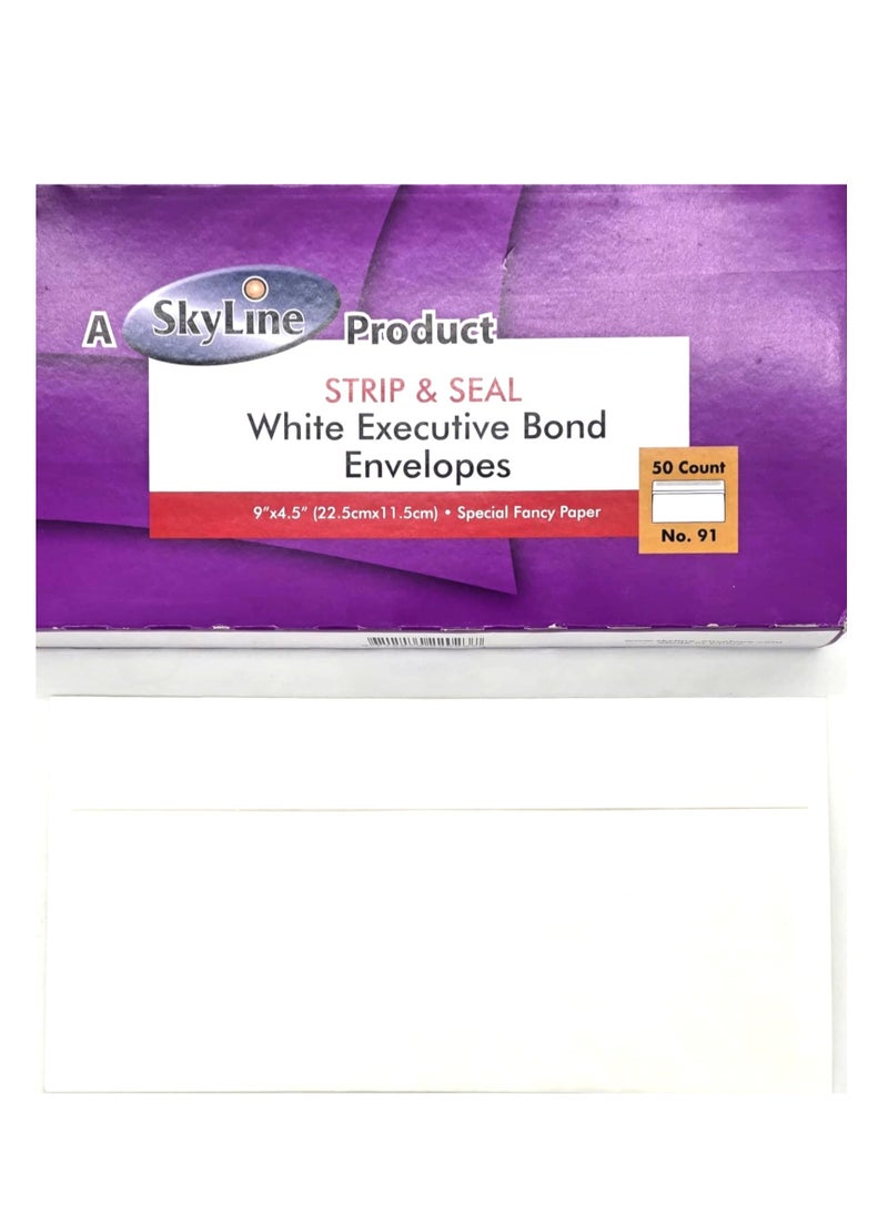 SKYLINE Skyline 9" x 4" White Laid Finish Envelopes (100 Gsm) Size 11.5cm x 22.5 cm  - Image 1