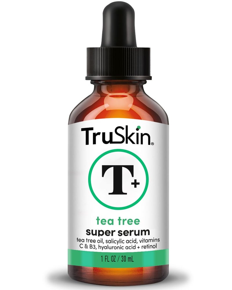 TruSkin Tea Tree Oil Acne Treatment for Face â€“ Acne Serum â€“ Improve the Appearance of Pores, Skin Tone for Smooth, Glowing Skin with Salicylic Acid, Vitamin C, Niacinamide & Retinol, 1 fl oz - Image 1