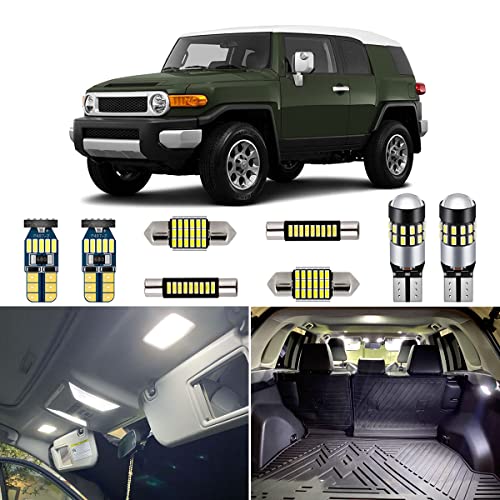 AUTOGINE 8 Piece White LED Interior Lights Kit for Toyota FJ Cruiser 2007 2008 2009 2010 2011 2012 2013 2014 Super Bright 6000K LED Light Bulbs Package + Install Tool - Image 1