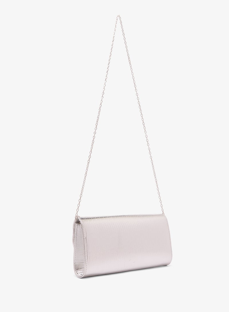 Ella Limited Edition Rectangle Shimmer Clutch With Silver Accent - Image 2