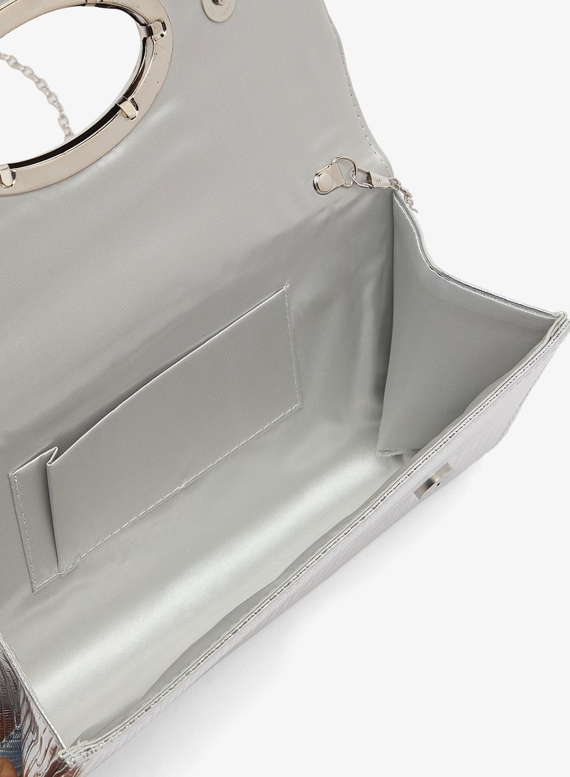Ella Limited Edition Rectangle Shimmer Clutch With Silver Accent - Image 3