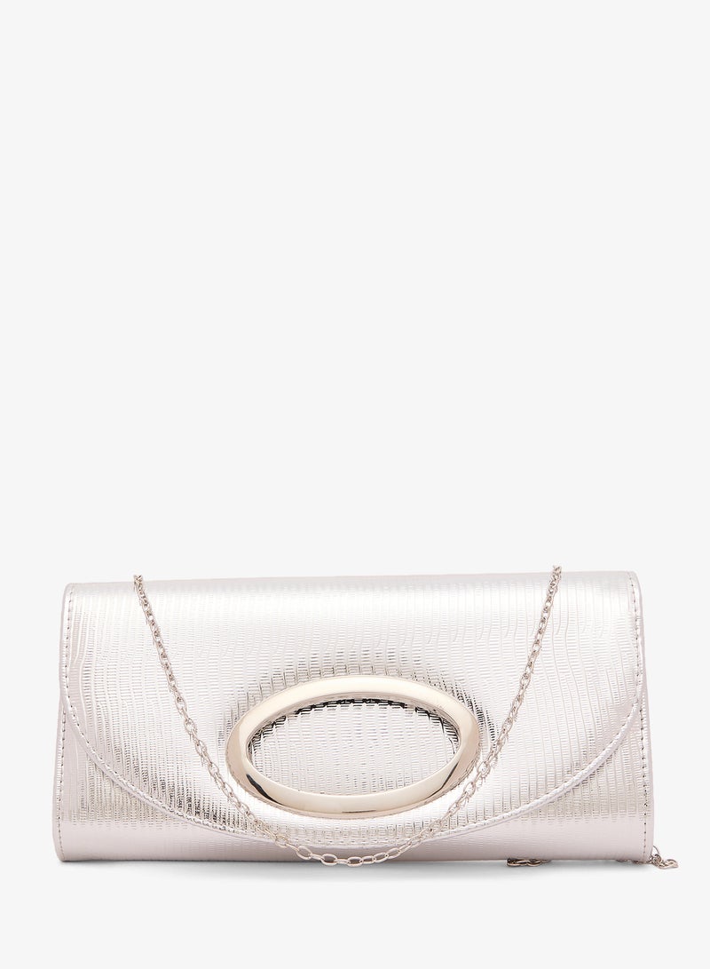 Ella Limited Edition Rectangle Shimmer Clutch With Silver Accent - Image 1