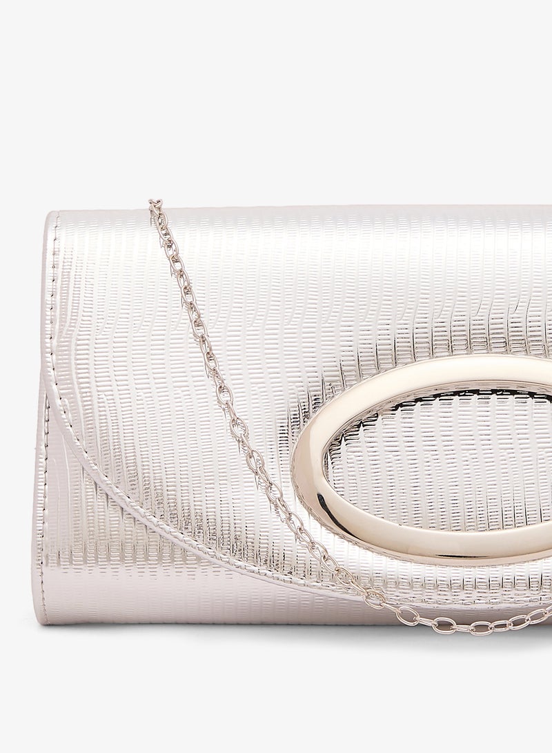 Ella Limited Edition Rectangle Shimmer Clutch With Silver Accent - Image 4