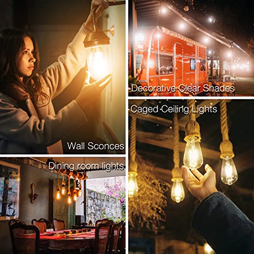 DAYBETTER 4 عبوة من لمبات إيديسون LED العتيقة، لمبة LED E26 تعادل 60 واط، لمبات LED قابلة للتعتيم، سطوع عالي 800 لومن ضوء أبيض دافئ 2700 كيلفن، لمبات LED خيوط ST58 العتيقة، تصميم زجاجي شفاف للمنزل - Image 3