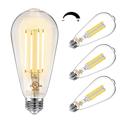 DAYBETTER 4 عبوة من لمبات إيديسون LED العتيقة، لمبة LED E26 تعادل 60 واط، لمبات LED قابلة للتعتيم، سطوع عالي 800 لومن ضوء أبيض دافئ 2700 كيلفن، لمبات LED خيوط ST58 العتيقة، تصميم زجاجي شفاف للمنزل - Image 1