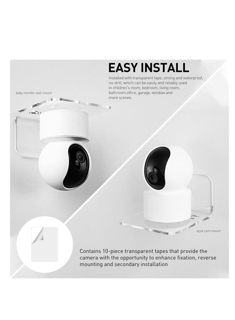 كابتن تيك Acrylic Floating Wall Shelves, Set of 3 for Security Cameras, Baby Monitors, Speakers, Universal Small Wall Shelf with Cable Clips, 10 Piece Strong Tapes, No Drill (Clear) - Image 4