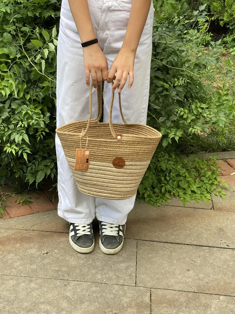 بدز ديري Jute Straw Look Handbag Beach Bag Shoulder Bag