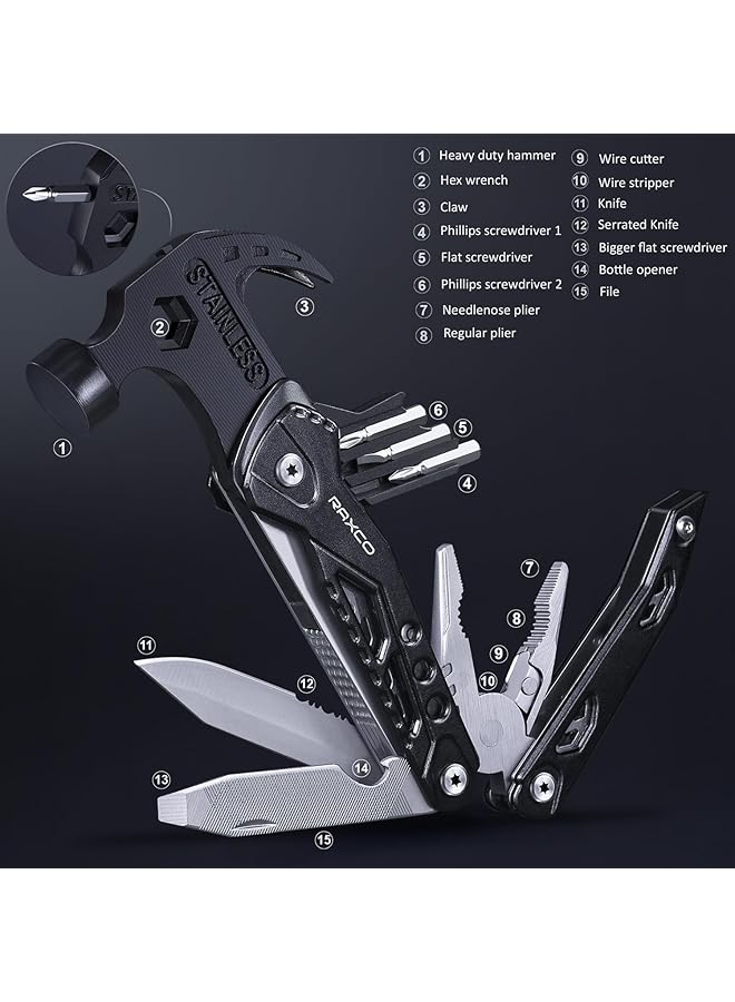 Multi Tool Claw Hammer 12 In 1 Stainless Steel Hand Tool With Shealth - Image 3