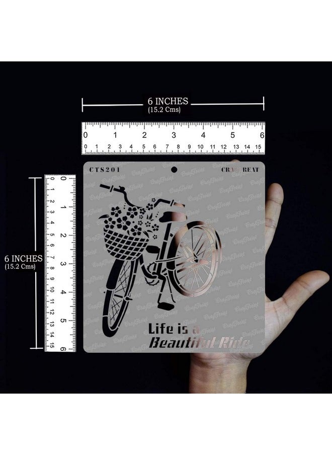 CrafTreat thecraftshop CrafTreat Cycle Stencil for Art and Craft - Life is a Beautiful Ride - Reusable DIY Stencils for Home Decoration - Cycle Stencils for Wall Painting for Bedroom (6X6 Inches)  - Image 2