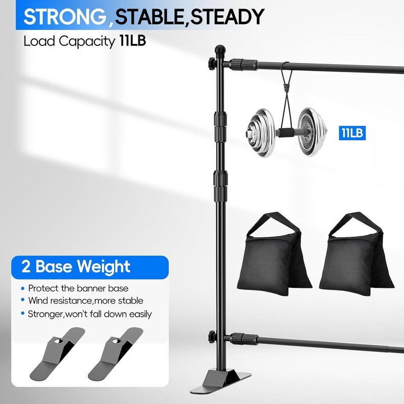 EMART 10x8ft/3x2.4m Photo Backdrop Banner Stand Heavy Duty - Adjustable Telescopic Tube Trade Show Display Frame for Professional Photography Background Kit, Party Decoration, Photoshoot, Exhibition - Image 4