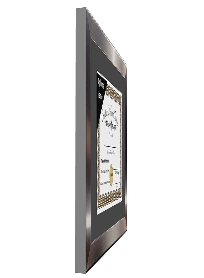 Creative Picture Frames 11” x 14” Stainless Steel Finish Diploma Frame with Black Mat to Hold 8.5 by 11-inch Graduation Documents w/Stand and Wall Hanger - Image 4