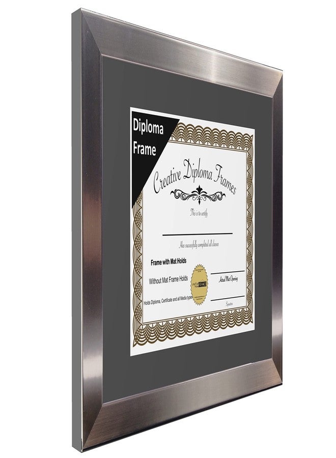 Creative Picture Frames 11” x 14” Stainless Steel Finish Diploma Frame with Black Mat to Hold 8.5 by 11-inch Graduation Documents w/Stand and Wall Hanger - Image 3