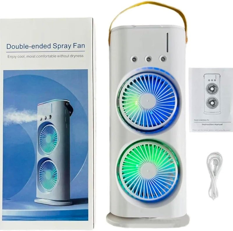 Exxelo 15-Year Warranty Portable Double-Ended Spray Fan: USB Rechargeable Mini Cooling Desk Fan with Water Mist for Office and Home – Ideal for Gifting - Image 2