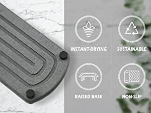 Kitwe حامل حوض المطبخ كيتوي يجف على الفور منظم حوض المطبخ مزين إسفنجة مع أرجل من الفولاذ المقاوم للصدأ صينية حوض من الأرض الدياتومية للصابون زجاجات الماء الشموع حماية للمنزل العصري (1) - Image 4