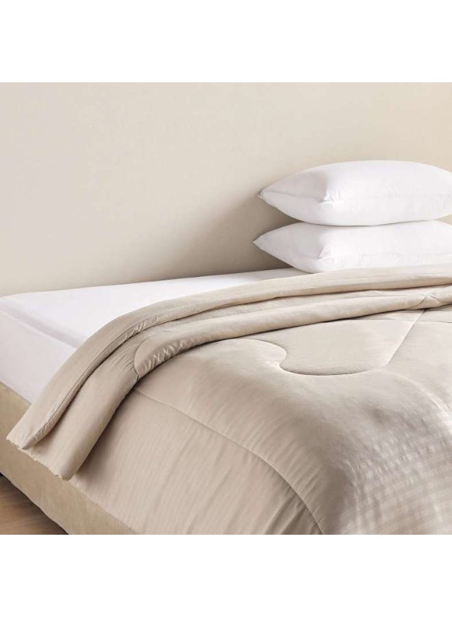 Pan Home Stria Microfiber Satin Stripe Comforter 220x240cm - Stone - Image 1