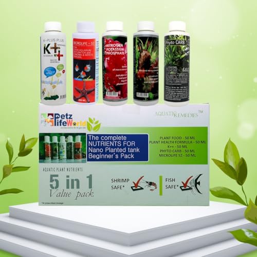 VAYINATO Aquatic Remedies The Complete Nutrients for Nano Planted Tank Beginner's Pack (5 in 1 Value Pack) Aquatic Plant Nutrients Liquid Fertilizer - Image 1
