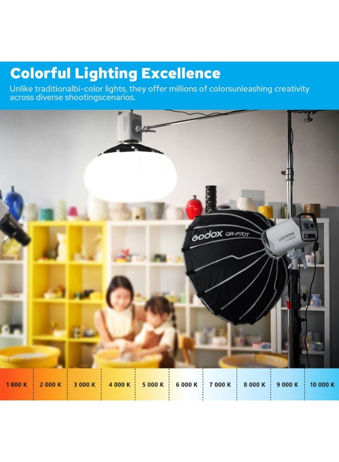 GODOX LITEMONS LA150R RGB LED Video Light with Carry Case – 150W High-Power Studio Photography & Video Continuous Lighting – Bi-Color 2800K-6500K + Full RGB 360° Color – CRI 96+ Dimmable COB Light for YouTube, Portrait, Live Streaming, Filmmaking - Image 4
