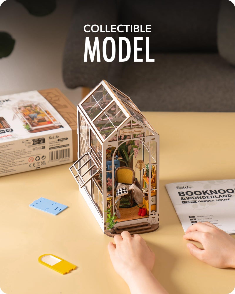 Rolife DIY Book Nook Kit Garden House, DIY Miniature Booknook Kit 3D Creative Decorative Bookend Bookshelf Insert 3D Puzzle for Adults, Halloween/Christmas Decorations/Gifts for Adults (Garden House) - Image 4