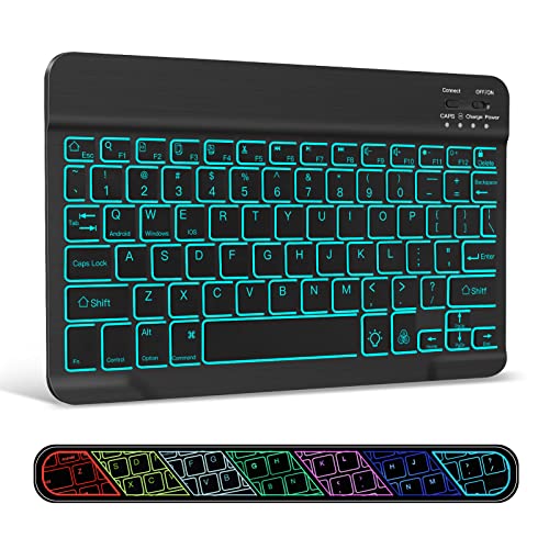 XIWMIX Ultra-Slim Wireless Bluetooth Keyboard - 7 Colors Backlit Universal Rechargeable Keyboard Compatible with iPad Pro/iPad Air/iPad 9.7/iPad 10.2/iPad mini and Other iOS Android Windows Devices - Image 1