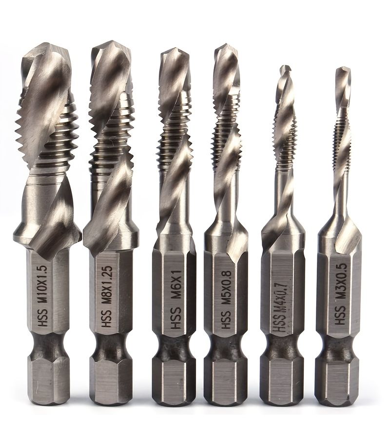 JUEMEL 9pc Hex Shank Step Drill Bit Set Silvery for Wood Drilling Reaming Tapping - Image 2
