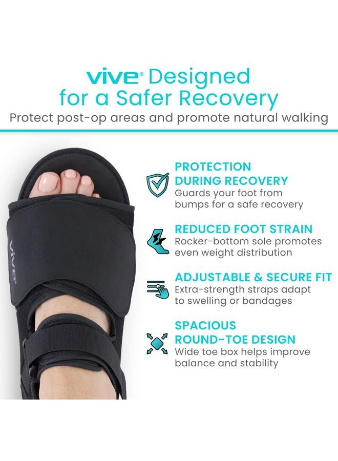 VIVE Post Op Rounded Shoe for Injured Foot - Orthopedic Recovery Shoes for Women, Men - Lightweight, Adjustable Medical Walking Shoe for Post Surgery, Stress Fracture, Bunions, Sprains - Left or Right - Image 2