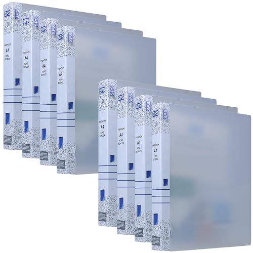 SPS A4 Size 2D Ring Binder File, Office File for Certificates and Documents, Matte - Pack of 8 - Image 1