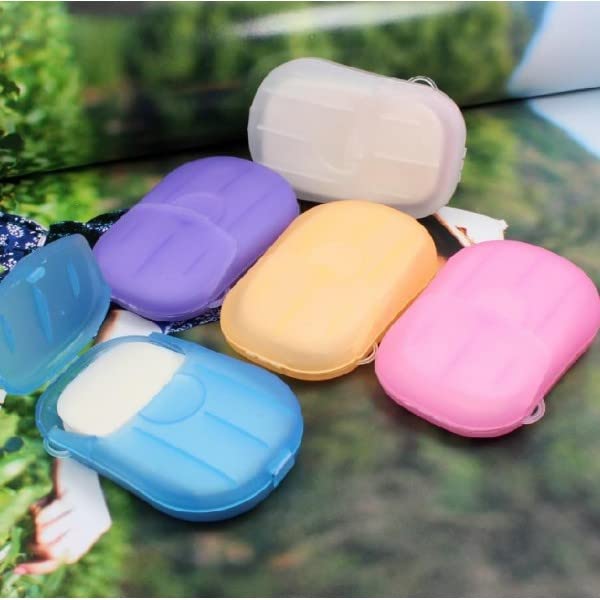 Newvent® Soap Paper Washing Hand Bath Clean Scented Slice Outdoor Travel Sheets Disposable Box Soap Portable Mini Paper Soap (Pack Of 8) - Image 1