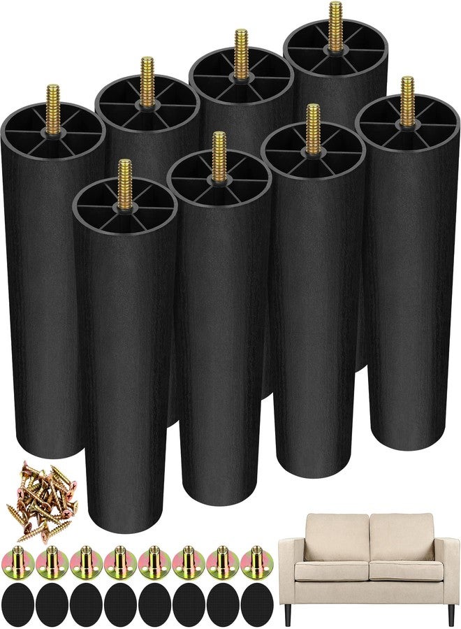 TURSTIN 8 Pack 6 Inch Plastic Furniture Legs with M8 T-Nuts Screws Tapered Sofa Couch and Chair Legs Replacement Furniture Legs for DIY Projects Sofas Coffee Tables Dressers Beds - Image 1