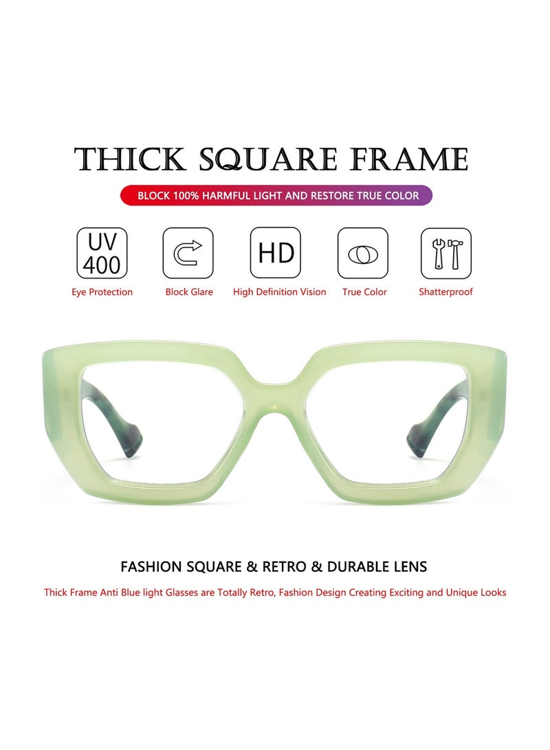 KASTWAVE Blue Light Glasses, Oversized Square Thick Frame Blue Light Glasses for Women Men, Fashion Square Computer Eyeglass Anti Eyestrain and Prevent Headache, Computer Gaming Eyeglasses - Image 4