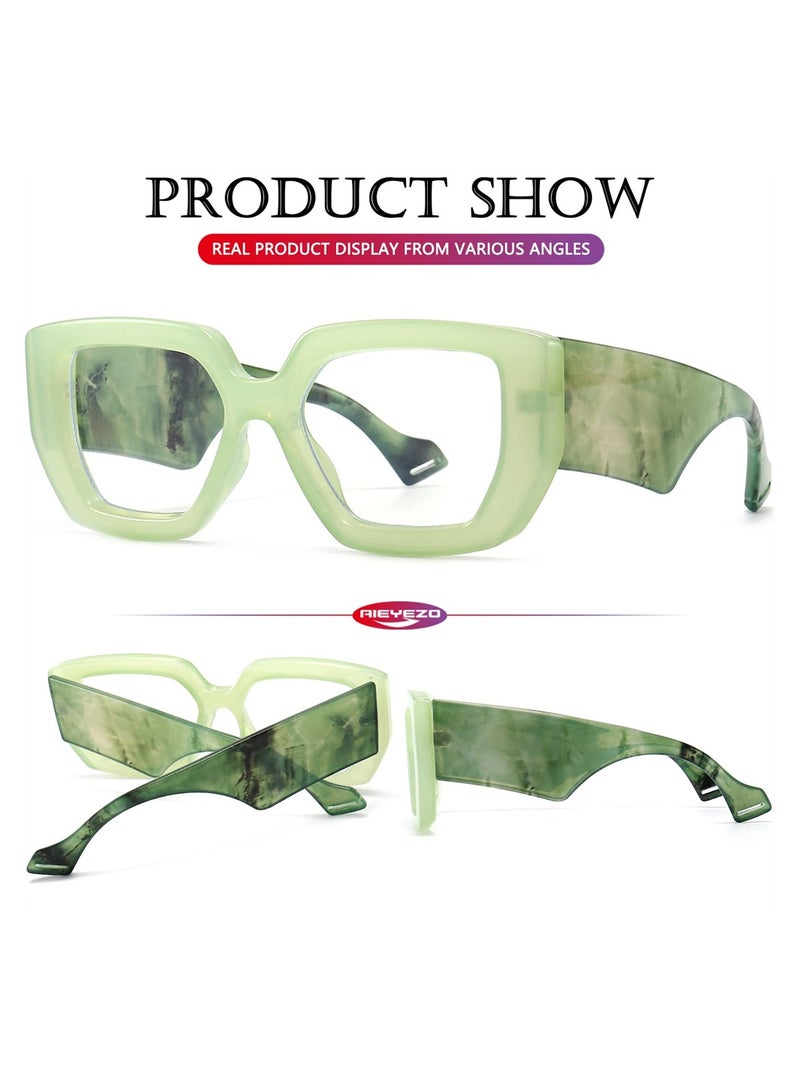 KASTWAVE Blue Light Glasses, Oversized Square Thick Frame Blue Light Glasses for Women Men, Fashion Square Computer Eyeglass Anti Eyestrain and Prevent Headache, Computer Gaming Eyeglasses - Image 5