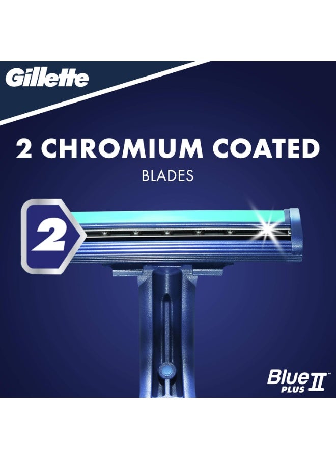 Gillette Blue II Plus Disposable Razors - Water-Activated Lubrastrip - 10 Blades Pack - Image 2