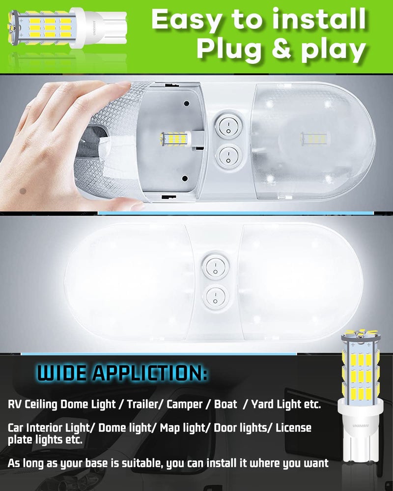 UNXMRFF - Super Bright 194 LED Light Bulbs White, T10 912 921 168 LED Camper Lights Bulb for 12V RV Ceiling Dome Light/RV Interior Lighting/Travel Trailer/Boat/RV Camper Light Bulb (Pack of 12) - Image 4