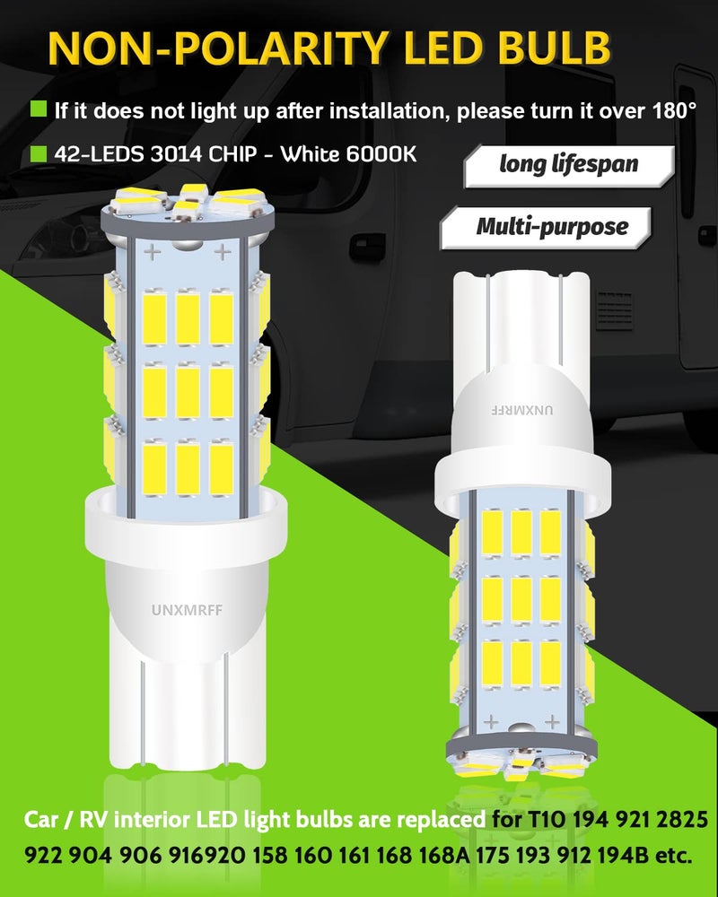 UNXMRFF - Super Bright 194 LED Light Bulbs White, T10 912 921 168 LED Camper Lights Bulb for 12V RV Ceiling Dome Light/RV Interior Lighting/Travel Trailer/Boat/RV Camper Light Bulb (Pack of 12) - Image 5