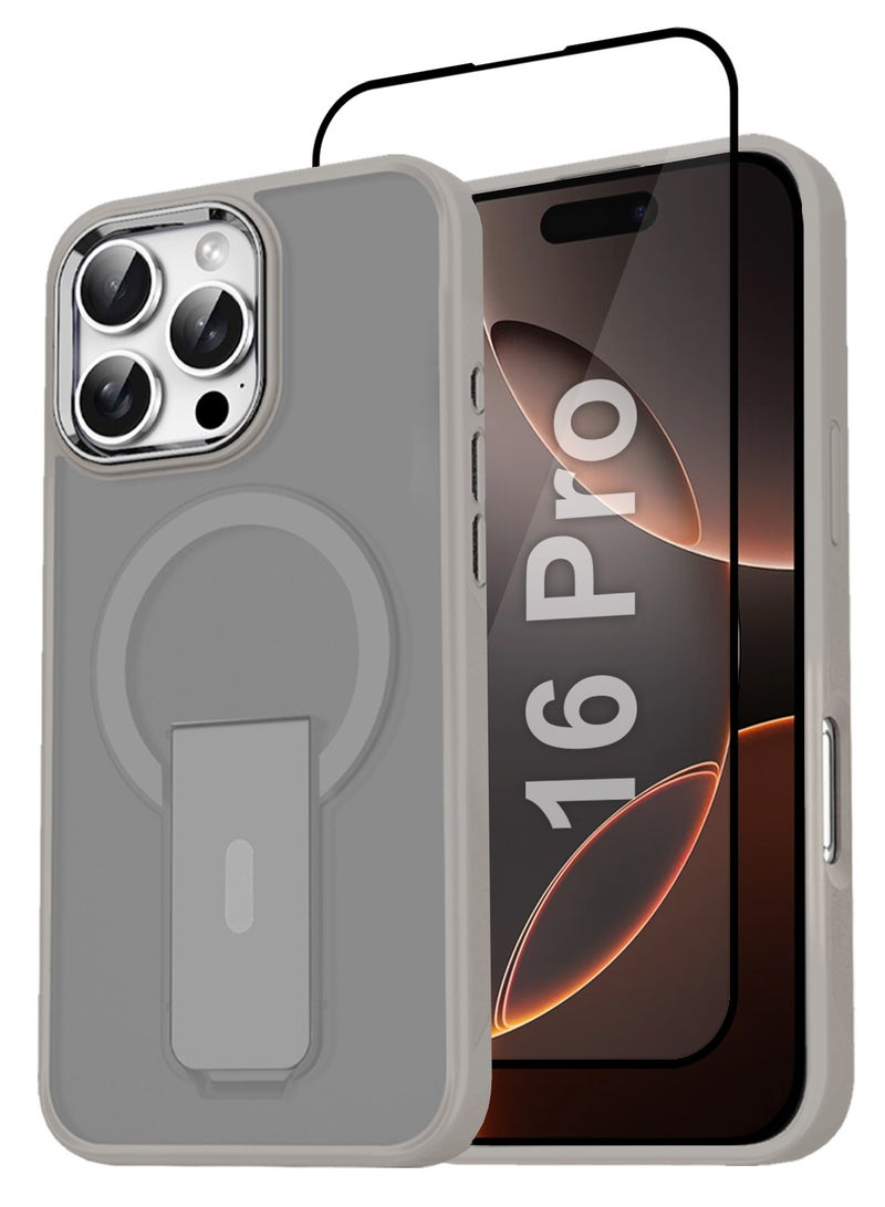 CATANES ( for iPhone 16 Pro ) 2 Pack, Case and Screen Protector Magnetic Kickstand Cover with Screen Camera Protection Support Wireless Charging Cover - Image 1