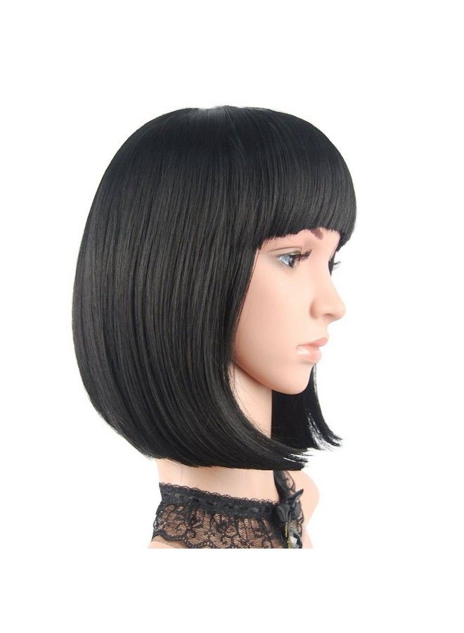 Samyak Women Short Full Head Bob Hair Wig With Bangs Stylish Cosplay Party Replacement Hair Wig - Image 2