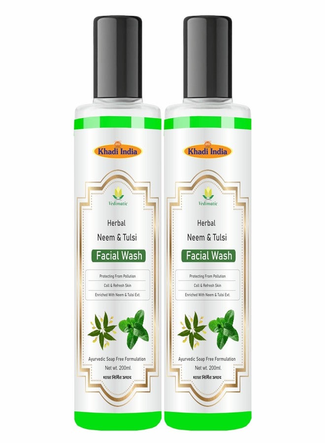 Vedimatic Khadi Herbal Ayurvedic Natural Khadi Natural Neem & Tulsi Herbal Face Wash | Herbal Face Wash for Glowing Skin | Face Wash for Controlling Acne (PACK OF 2 (400ML) - Image 1