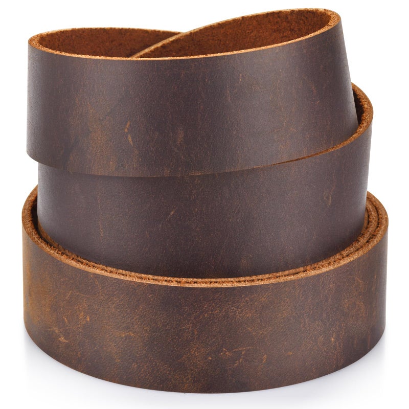 TeeLiy Leather Strap 1 Inches Wide Flat Leather Strips, Genuine Full Grain Cowhide Oil Tan Leather Strip for DIY Craft Projects, Tooling, Belt, Garden Tools (2.2mm Thick_65-72 Inches Lengths_DK Brown) - Image 5