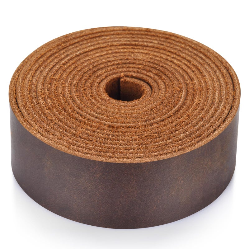 TeeLiy Leather Strap 1 Inches Wide Flat Leather Strips, Genuine Full Grain Cowhide Oil Tan Leather Strip for DIY Craft Projects, Tooling, Belt, Garden Tools (2.2mm Thick_65-72 Inches Lengths_DK Brown) - Image 4