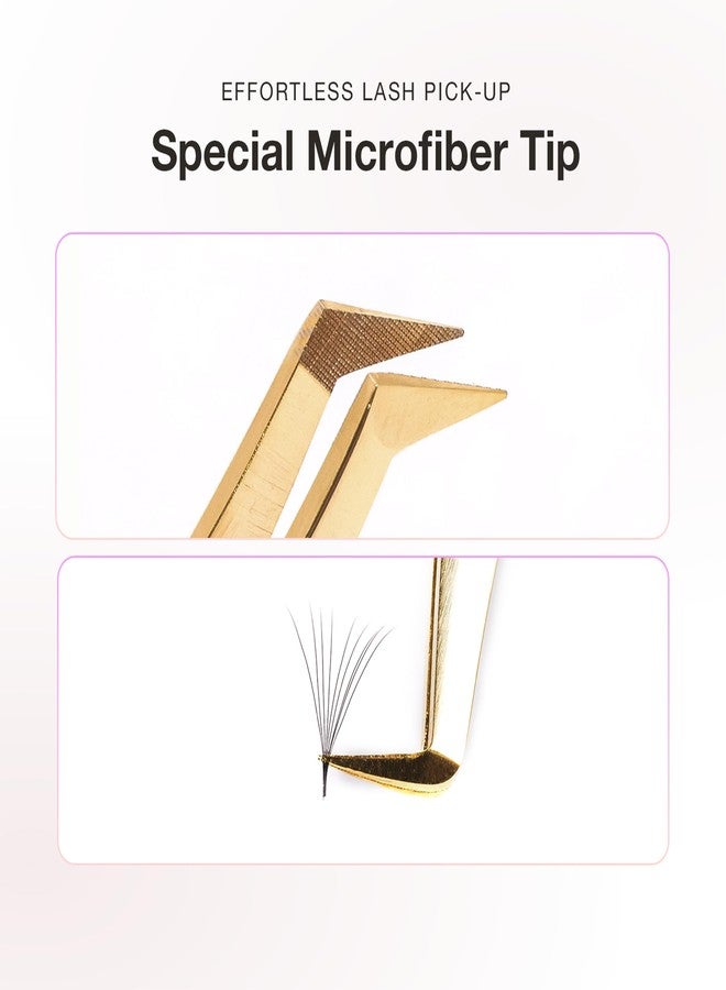 Curacoro Lash Tweezer - Professional & Precision Fiber Tip Grip Lash Tweezers for Eyelash Extensions, Multi Shapes & Purposes Tweezers for Volume, Isolation & Classic Lashes (Gold, Move It - Image 3