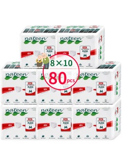 nateen Flexi Plus Adult Diapers Pants,Incontinence Pull Up,Medium,Waist Size 90-130cm,80 Count,Superior Comfort,Excellent Combination of Protection  - Image 1